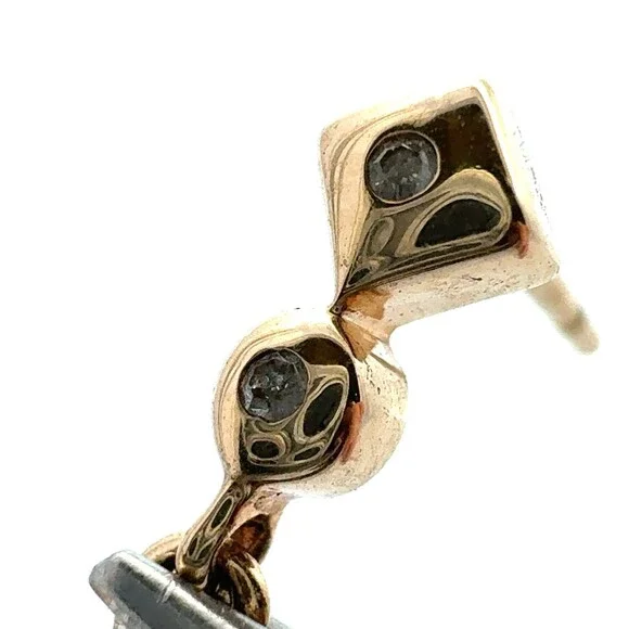 Designer 10k Yellow Gold Diamond Pave Teardrop Cut Out Dangle Drop Earrings